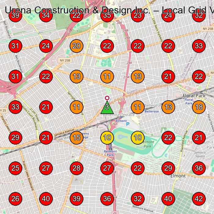 Urena Construction & Design Inc. GeoGrid visibility map for Home Builder in Queens